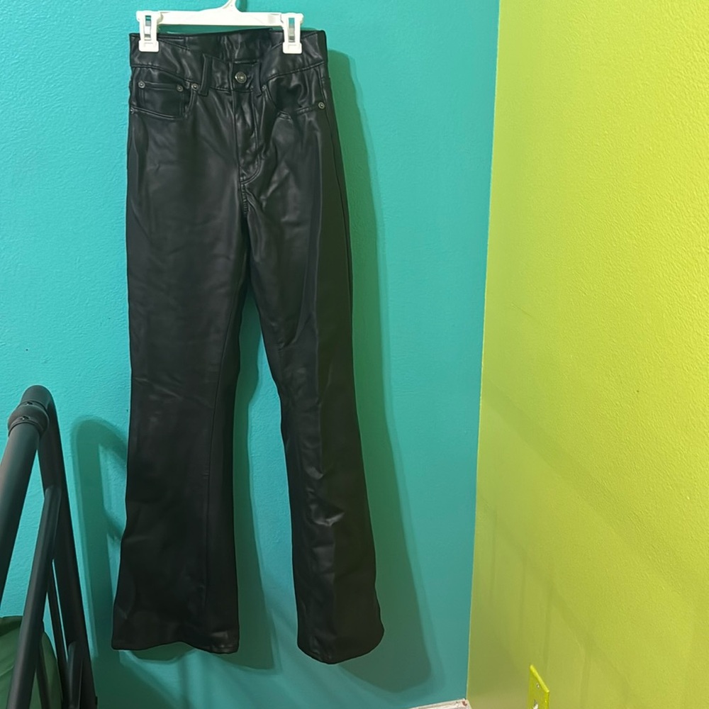AE Faux Leather Highrise Flare